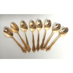 Lot of 8 Estia Golden Cascade Plated Electroplate Korea Teaspoons